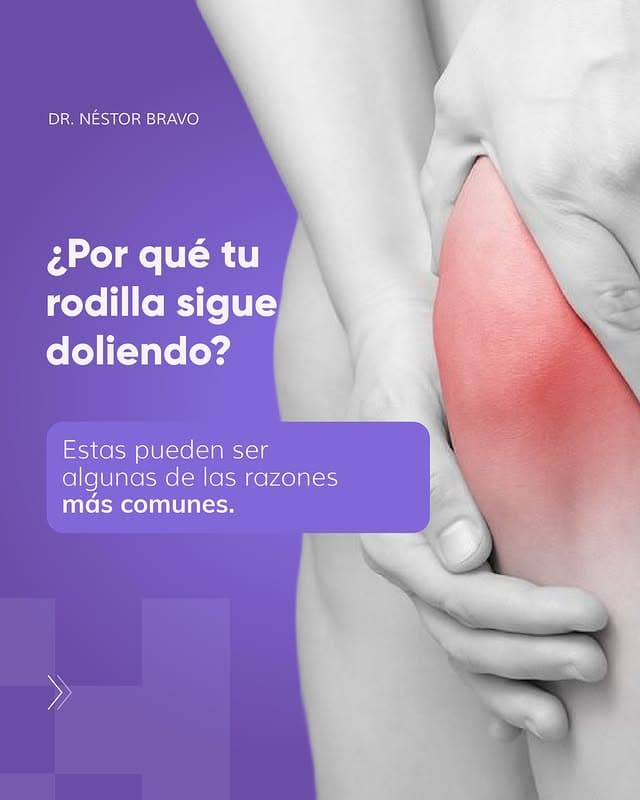 Ilustración de una persona sujetando su rodilla con la zona del dolor resaltada